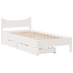 vidaXL Posteľný rám so zásuvkami biely 75x190 cm borovicový masív – Obrázok 2
