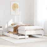vidaXL Posteľný rám so zásuvkami biely 75x190 cm borovicový masív – Obrázok 3