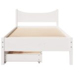 vidaXL Posteľný rám so zásuvkami biely 75x190 cm borovicový masív – Obrázok 4