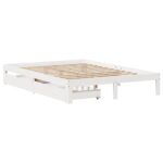 vidaXL Posteľný rám so zásuvkami biely 140x200 cm borovicový masív – Obrázok 3