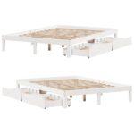 vidaXL Posteľný rám so zásuvkami biely 140x200 cm borovicový masív – Obrázok 9