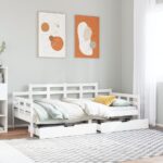vidaXL Denná posteľ zásuvky biela 90x200 cm masívna borovica