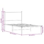 vidaXL Kovový posteľný rám s čelom dymový dub 90x200 cm – Obrázok 10