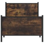 vidaXL Posteľný rám s predným a zadným čelom kov dymový dub 90x200 cm – Obrázok 5