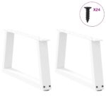 vidaXL Nohy jedálenského stola V-Shape 2 ks Biela 60x(30-31,3) cm Oceľ – Obrázok 3