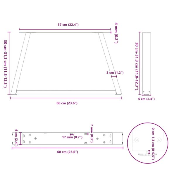 VXL8721102956980_g_en_hd_9.jpg vidaXL Nohy jedálenského stola V-Shape 2 ks Biela 60x(30-31,3) cm Oceľ – Obrázok 10