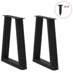 vidaXL Nohy jedálenského stola V-Shape 2 ks Čierna 38x(42-43,3) cm – Obrázok 3