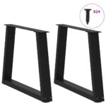 vidaXL Nohy jedálenského stola V-Shape 2 ks Čierna 60x(42-43,3) cm – Obrázok 3