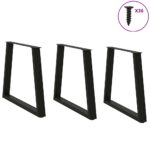 vidaXL Nohy k jedálenskému stolu v tvare V, 3 ks, čierne, 70 x (72-73,3) cm, oceľové – Obrázok 3