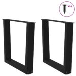 vidaXL Nohy jedálenského stola V-Shape 2 ks Čierna 50x(42-43,3)cm Oceľ – Obrázok 5