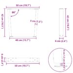 vidaXL Nohy jedálenského stola V-Shape 2 ks Čierna 50x(42-43,3)cm Oceľ – Obrázok 10