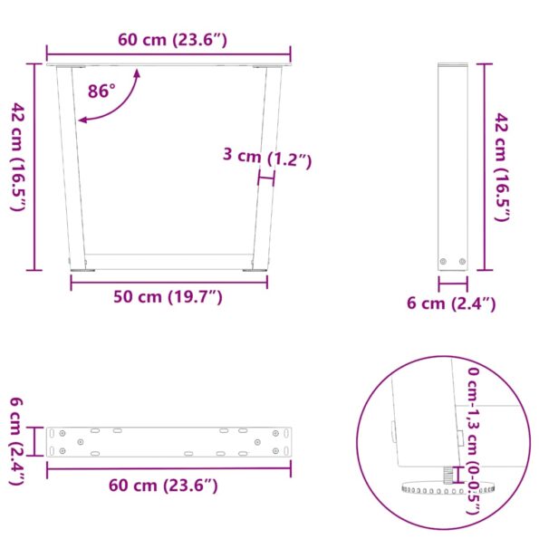 VXL8721102958007_g_en_hd_10.jpg vidaXL Nohy jedálenského stola V-Shape 2 ks Prírodná oceľ – Obrázok 11