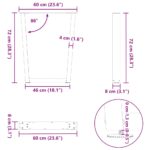 vidaXL Nohy jedálenského stola V-Shape 2 ks Čierna 60x(72-73,3)cm Oceľ – Obrázok 10