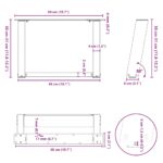 vidaXL Nohy konferenčného stolíka v tvare U 2 ks Biela 50x(30-31) cm – Obrázok 10