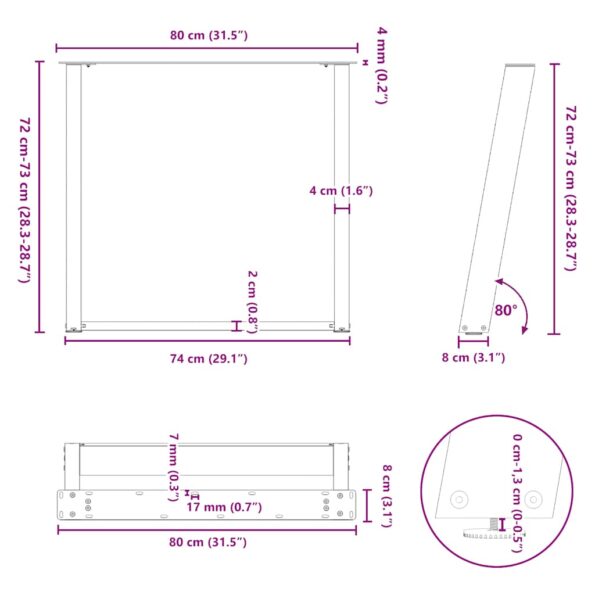 VXL8721158314581_g_en_hd_9.jpg vidaXL Nohy jedálenského stola v tvare U 2 ks Antracit 80x(72-73) cm – Obrázok 10