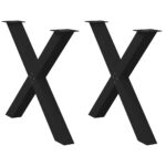 vidaXL Nohy jedálenského stola X-Shaped 2 ks Čierna 90x(72-73) cm Oceľ