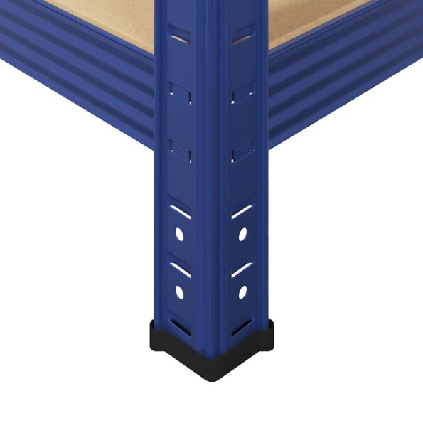 vidaXL 4-vrstvové úložné police 4 ks Modrá oceľ a drevo – Obrázok 10