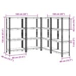 vidaXL 4-vrstvové úložné police 4 ks Modrá oceľ a drevo – Obrázok 11