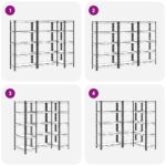 vidaXL Regále s 5 policami 3 ks strieborné oceľ a spracované drevo – Obrázok 7