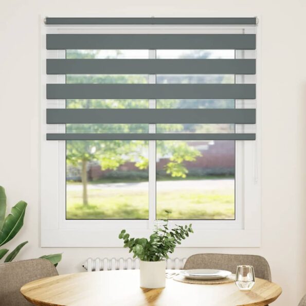 VXL8721158344113_g_en_hd_1.jpg vidaXL Zebra roleta tmavošedá 125x100 cm šírka látky 120,9cm polyester – Obrázok 2