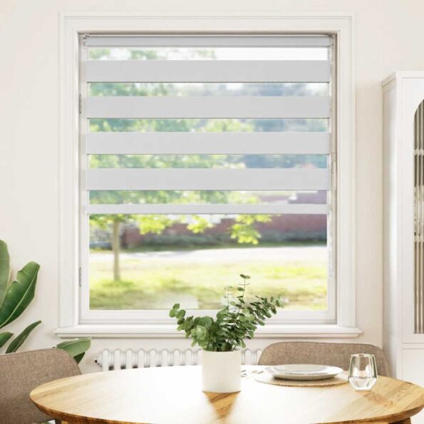 vidaXL Zebra roleta biela 100x150 cm šírka látky 95,9 cm polyester – Obrázok 2