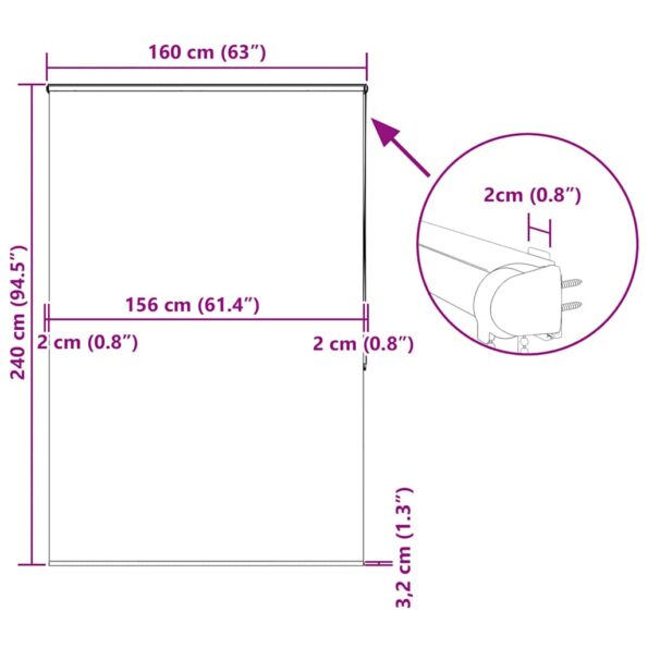 vidaXL Sprchová roleta s kazetou, 160x240 cm, šírka látky 156 cm – Obrázok 12