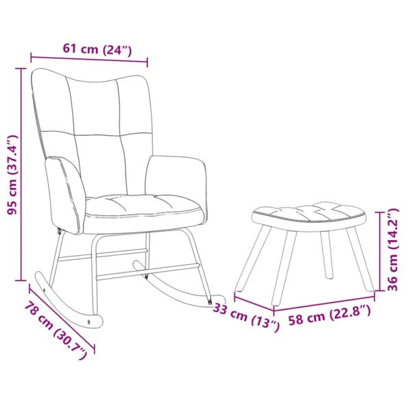vidaXL Hojdacie kreslo s podnožkou čierne látka – Obrázok 12