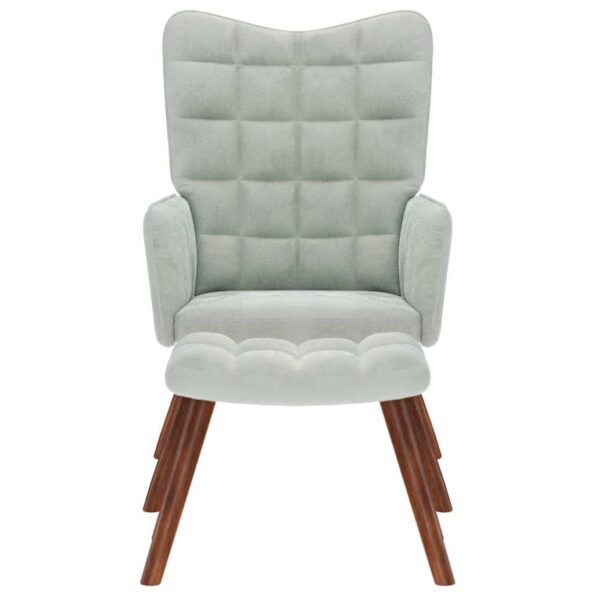 vidaXL Relaxačné kreslo s podnožkou bledosivé zamat – Obrázok 4