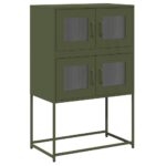 vidaXL Highboard Olive Green 68x39x107 cm Oceľ – Obrázok 2