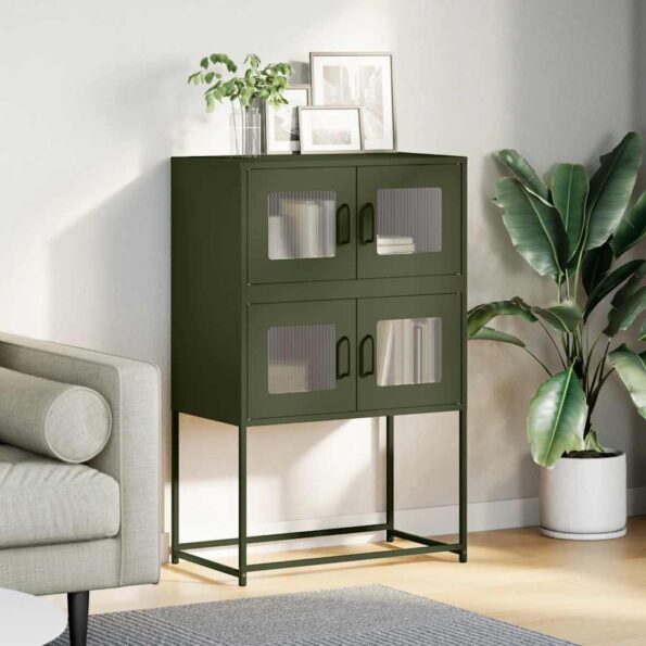 vidaXL Highboard Olive Green 68x39x107 cm Oceľ – Obrázok 3