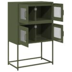 vidaXL Highboard Olive Green 68x39x107 cm Oceľ – Obrázok 6