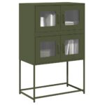 vidaXL Highboard Olive Green 68x39x107 cm Oceľ