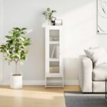 vidaXL Highboard White 36x39x123 cm Oceľ valcovaná za studena – Obrázok 4
