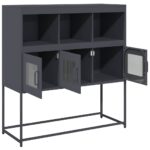 vidaXL Komoda antracitová 100,5x39x107 cm oceľ valcovaná za studena – Obrázok 6