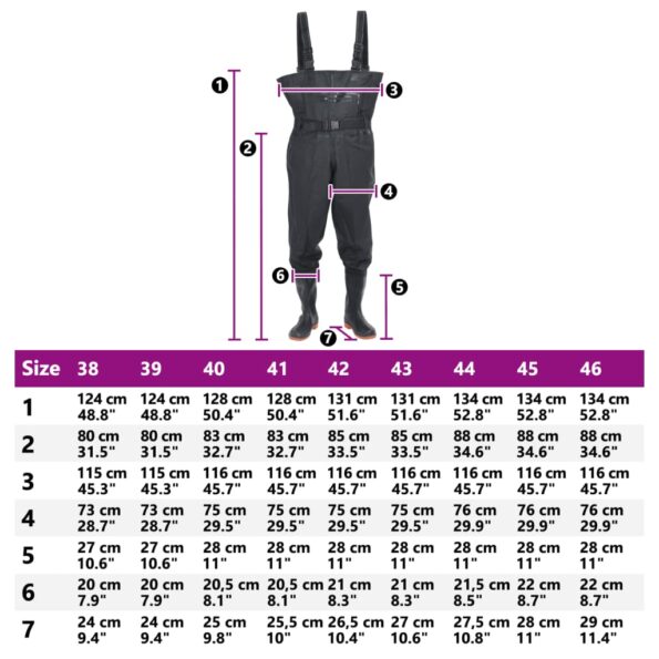 VidaXL hrudné brodiace topánky s čižmami opaskom čierna veľkosť 43 – Obrázok 10