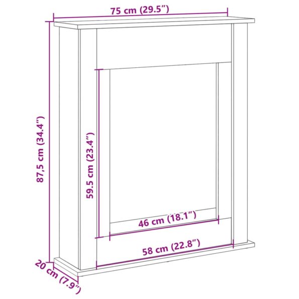 vidaXL Obloženie krbu betónovosivé 75x20x87,5 cm kompozitné drevo – Obrázok 9