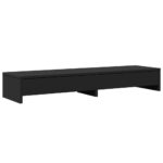 vidaXL Stojan na monitor a zásuvky čierny 100x27x15cm masívna borovica – Obrázok 2
