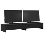 vidaXL Stojan na monitor a zásuvky čierny 100x27x15cm masívna borovica – Obrázok 3
