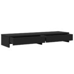 vidaXL Stojan na monitor a zásuvky čierny 100x27x15cm masívna borovica – Obrázok 5