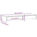 vidaXL Stojan na monitor a zásuvky čierny 100x27x15cm masívna borovica – Obrázok 10