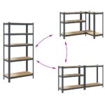 vidaXL 5-vrstvová úložná polica antracitová oceľ a spracované drevo – Obrázok 7