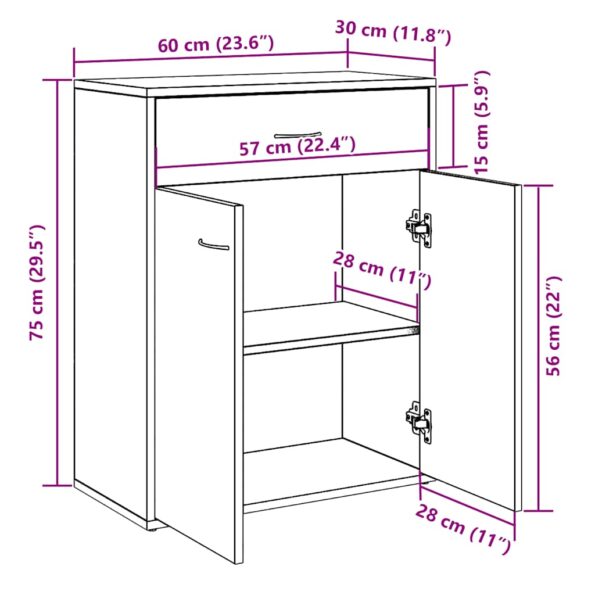 vidaXL Komoda dub artisan 60x30x75 cm kompozitné drevo – Obrázok 10