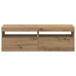 vidaXL TV skrinky s LED svetlami 2 ks dub artisan kompozitné drevo – Obrázok 8