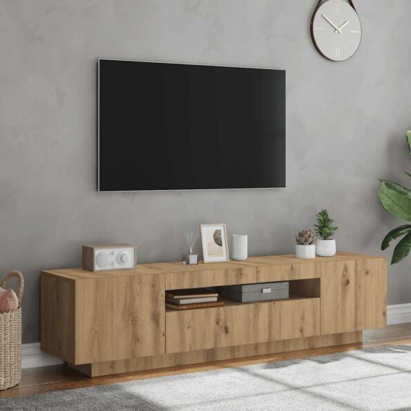 vidaXL TV skrinka s LED dub artisan 160x35x40 cm kompozitné drevo – Obrázok 4
