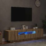 vidaXL TV skrinka s LED dub artisan 160x35x40 cm kompozitné drevo – Obrázok 5