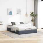 vidaXL Osmanský rám postele bez matraca Tmavosivá 140x190 cm Zamat – Obrázok 3
