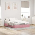 vidaXL Osmanský rám postele bez matraca Ružová 140x200 cm Zamat – Obrázok 3