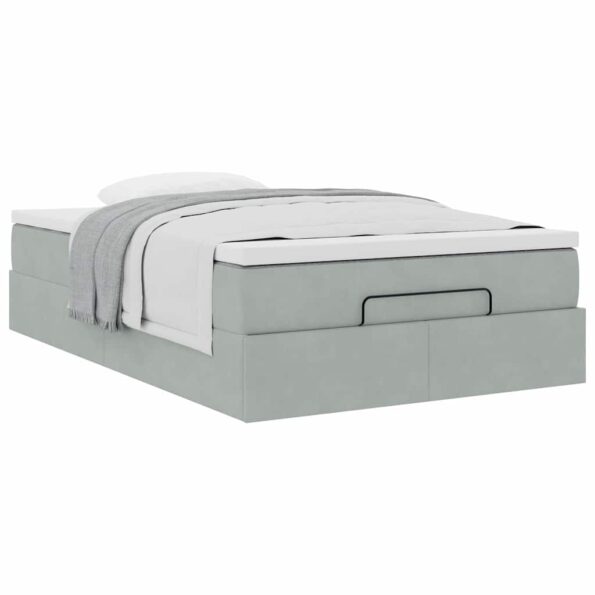 vidaXL Osmanský rám postele s matracom svetlosivá 120x200 cm zamat – Obrázok 4