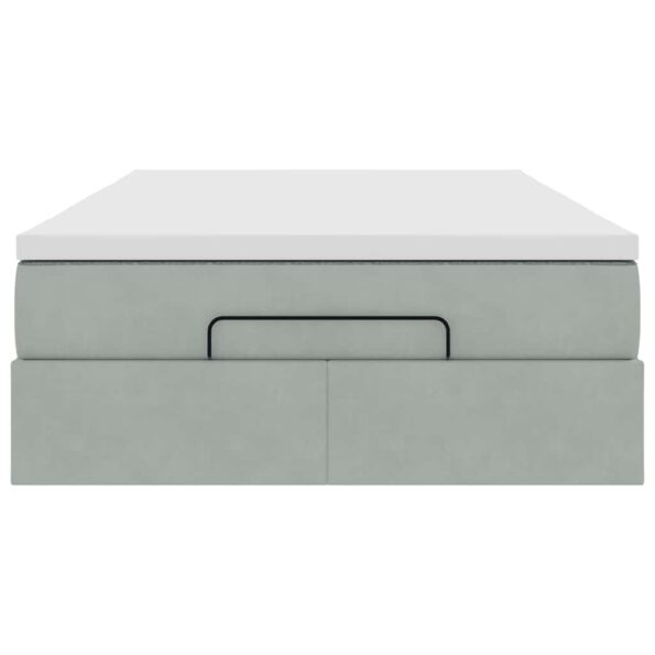 vidaXL Osmanský rám postele s matracom svetlosivá 120x200 cm zamat – Obrázok 7