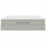 vidaXL Osmanská posteľ s matracom Svetlosivá 160x200cm Zamat – Obrázok 5